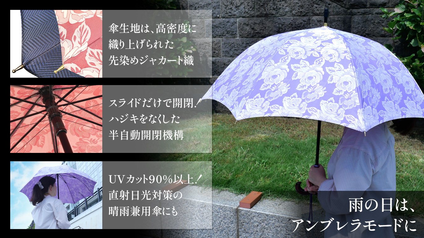 見た目は傘、実はステッキにもなる2in1！ステッキデビューの方にも