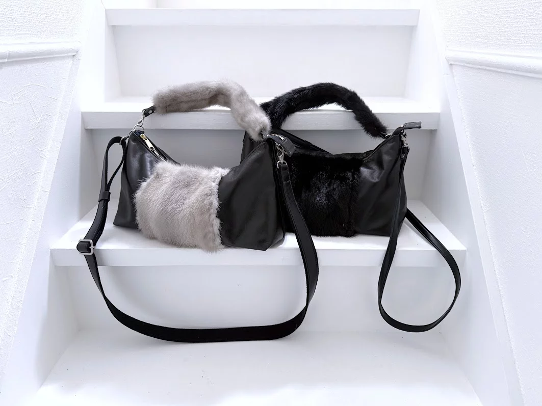 過去の過剰生産によって捨てられてしまうミンクの毛皮を癒しのバッグに