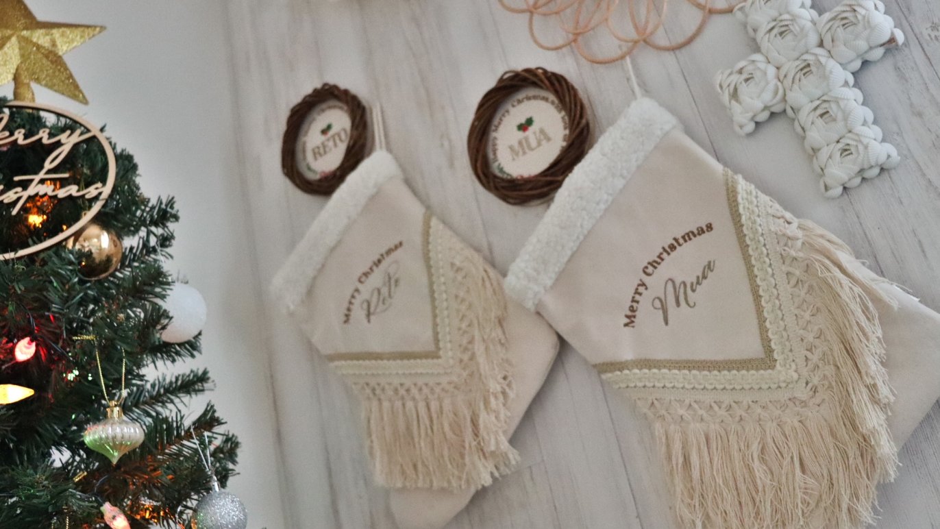 クリスマス用お名前刺繍入りBIGくつ下～子供たちにクリスマスイブの