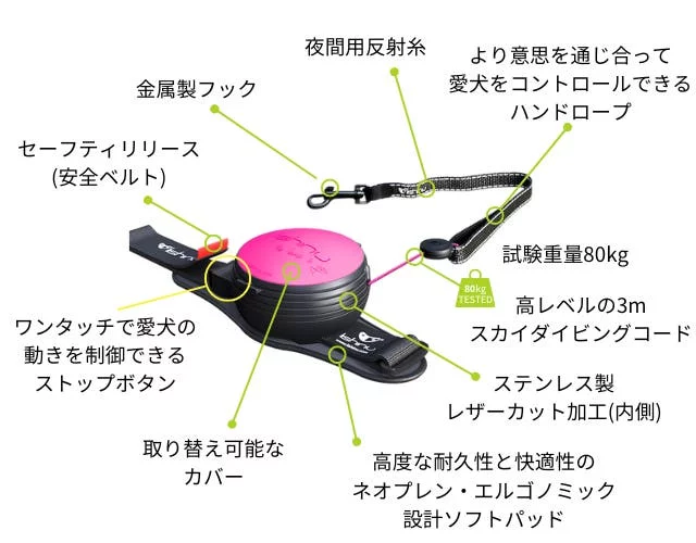 両手が使えるリード【Lishinuリシニュー】犬好きのお散歩がもっと自由