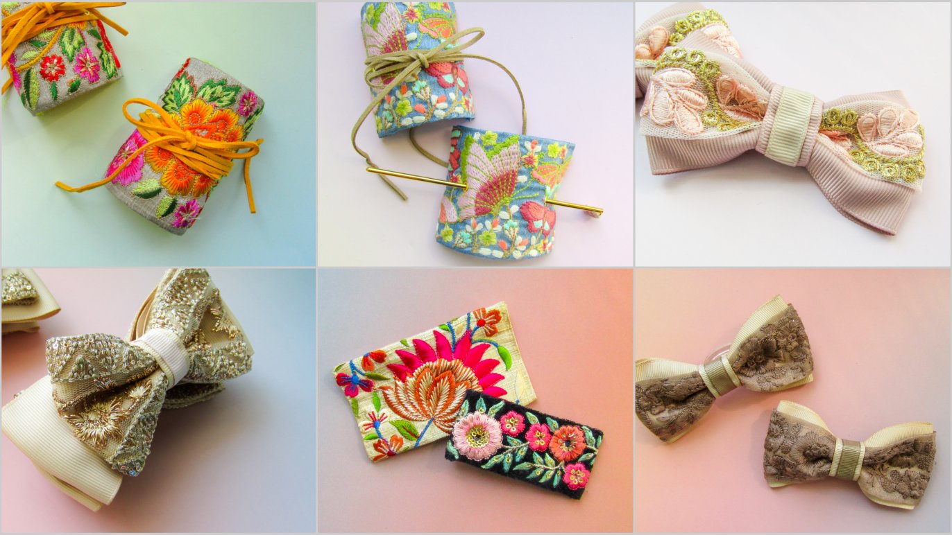 花束みたいなインド刺繍リボンのアクセサリーでヘアドネーションを応援 