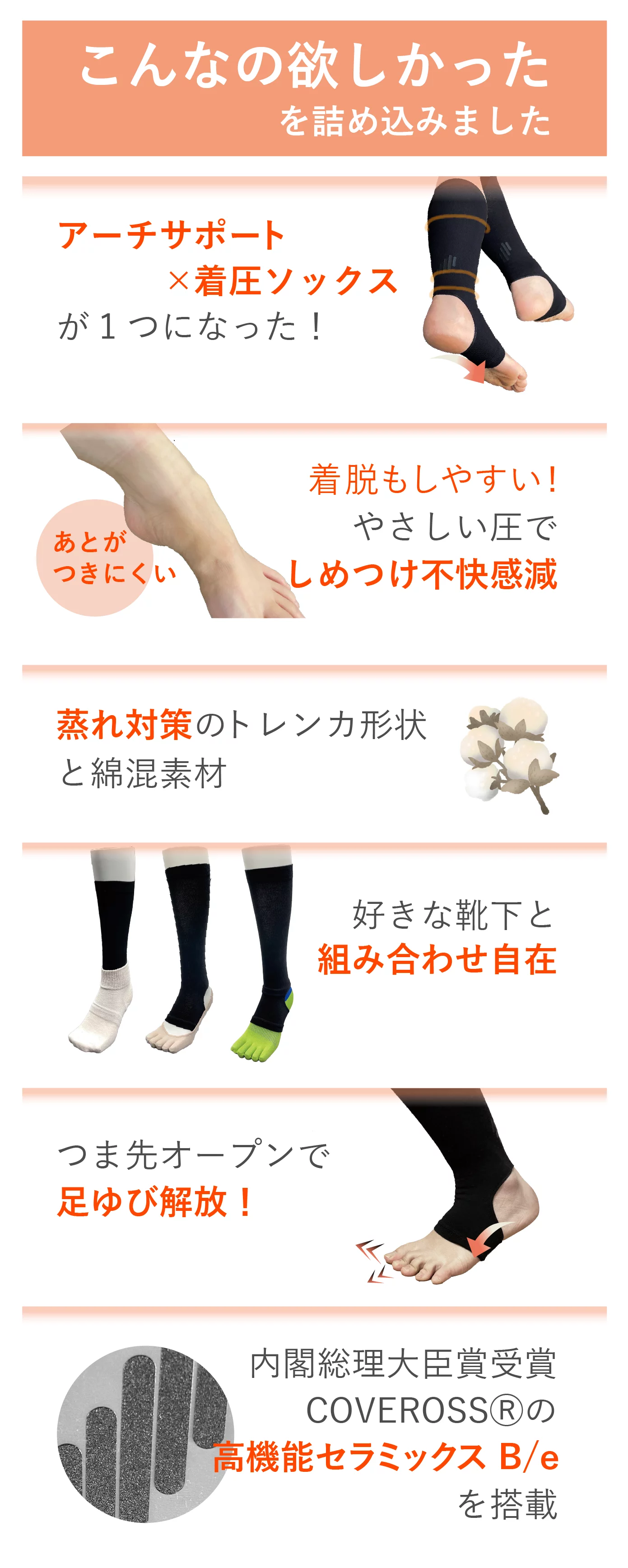 立ち仕事の仲間を助けたい！現場と作った、毎日履ける着圧ソックス
