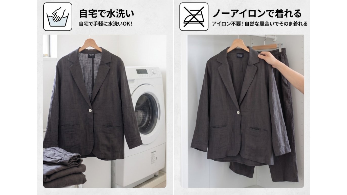 リネン100％×東炊き製法】クリーニングもアイロンも不要。特別な日も