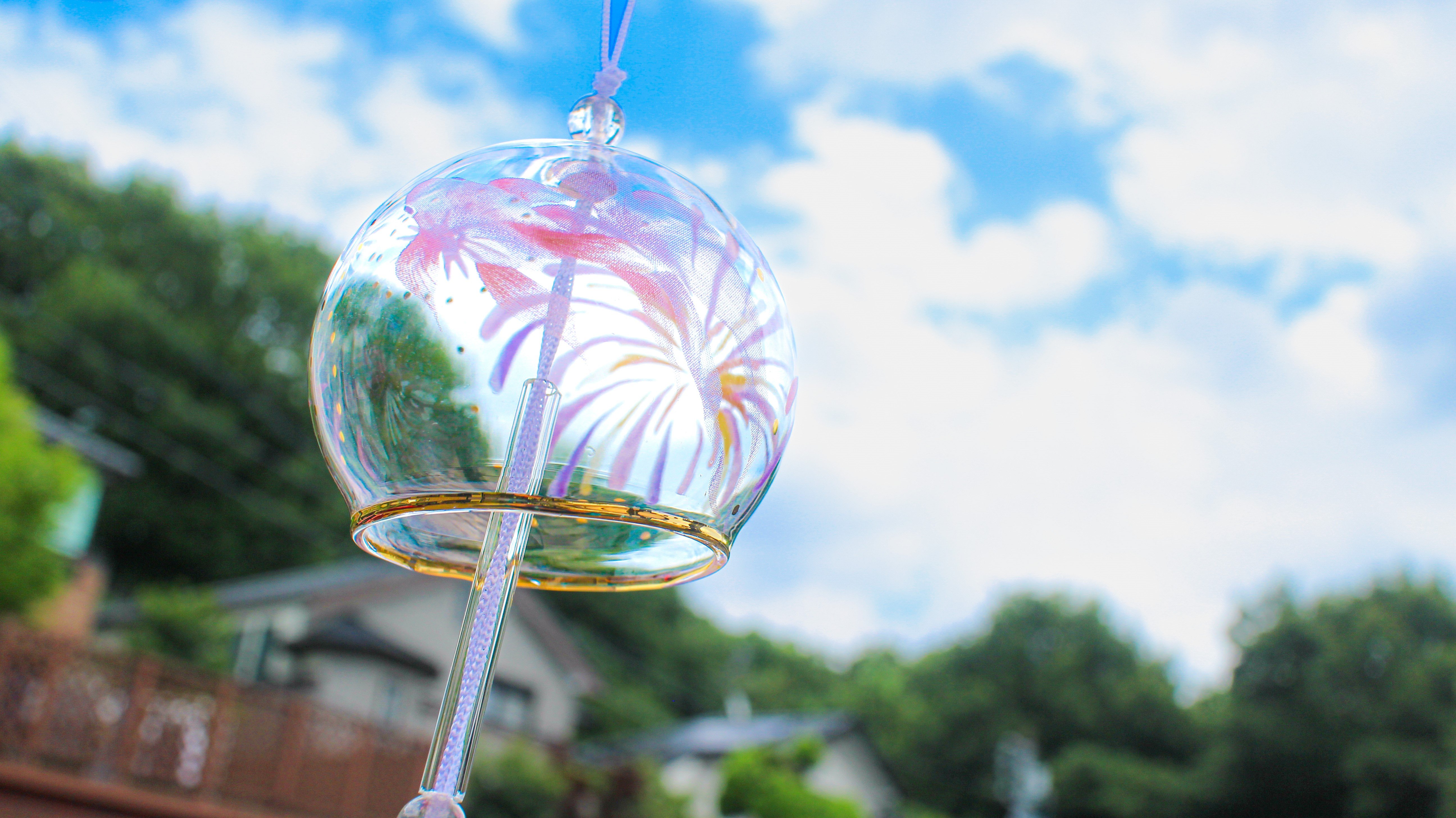 涼の音置き型風鈴 花結晶 黄 - 京焼清水焼 松韻堂 風鈴 涼