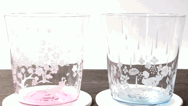 飲み物を注ぐと風景が変わる 季節のカラーチェンジグラスを作りたい