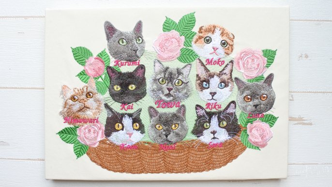 刺繍の猫たちが勢揃いする個展を開きたい♪うちの子オーダーできる刺繍