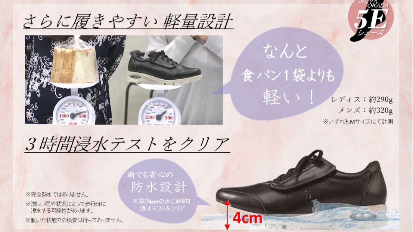 幅広甲高さんにオススメ あとりえOKADA 5E クッションフィット