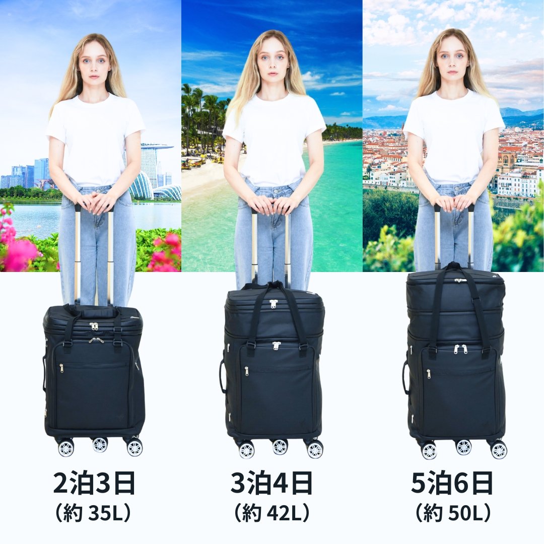 機内持ち込みから5泊まで！1つで6役、変幻自在の多機能スーツケース