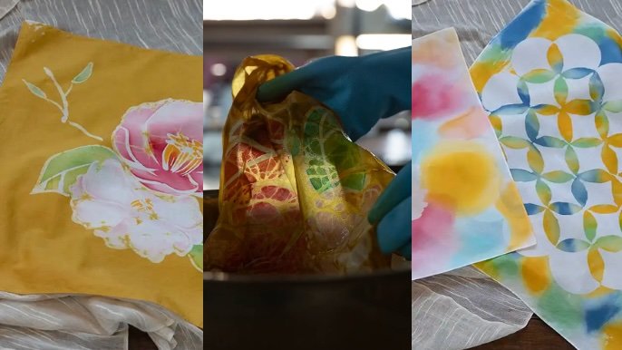 掛け軸 工房 かさ音 ろうけつ染め 染め物 麻 その他