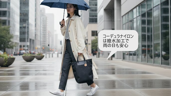 縦長トート好きな方にお勧め！】スッキリとスリムに使える、コーデュラ