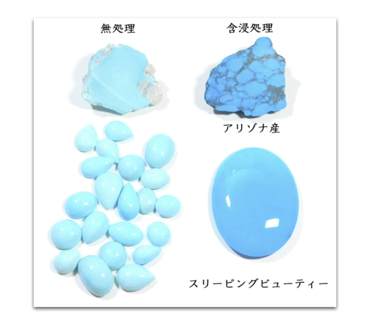 無処理のスリーピングビューティーターコイズを使ったピアス