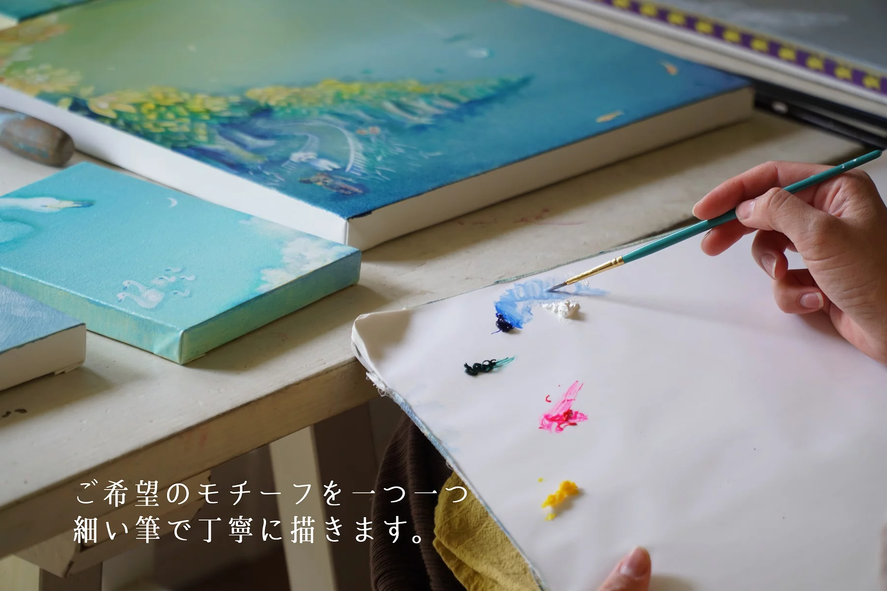 油彩と透明水彩で描く＊優しいオーダーメイド原画を届けたい｜Creema 