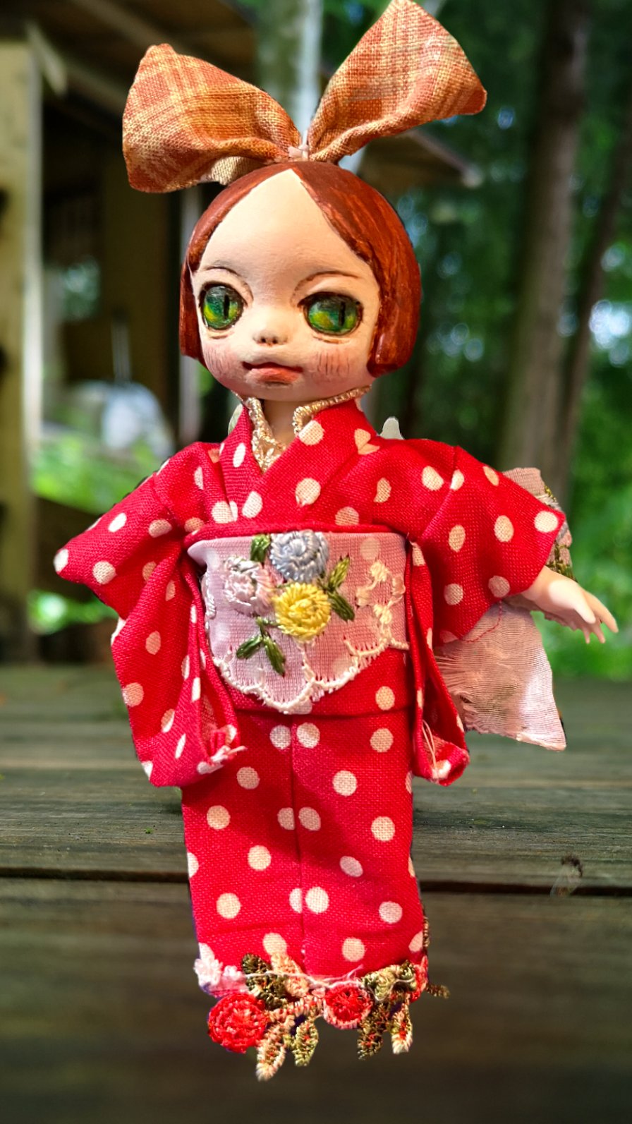 創作市松人形 12号 42cm 着物 お座り 着せ替え可能 市松人形