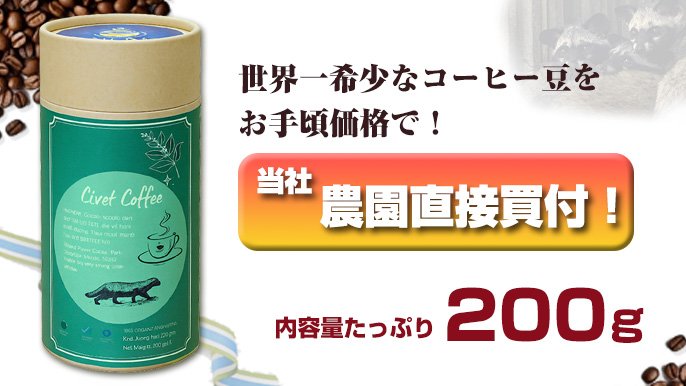 幻の「コピ・ルアク」ジャコウネココーヒーほか選べるベトナムコーヒー