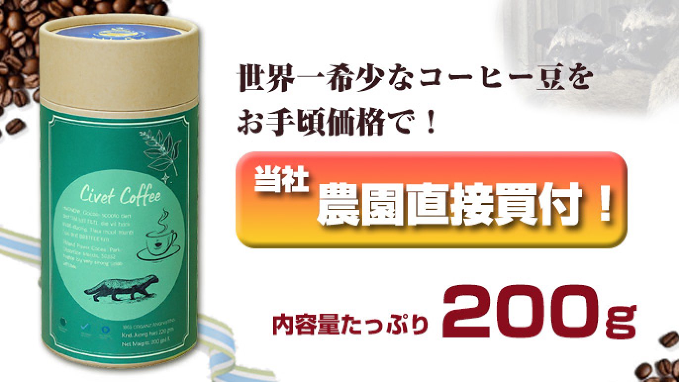 幻の「コピ・ルアク」ジャコウネココーヒーほか選べるベトナムコーヒー 