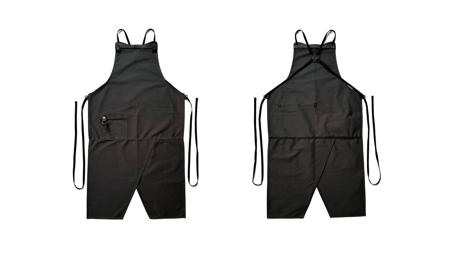 aruci ウォッシャブルレザーハカマエプロンブラック シザーエプロン