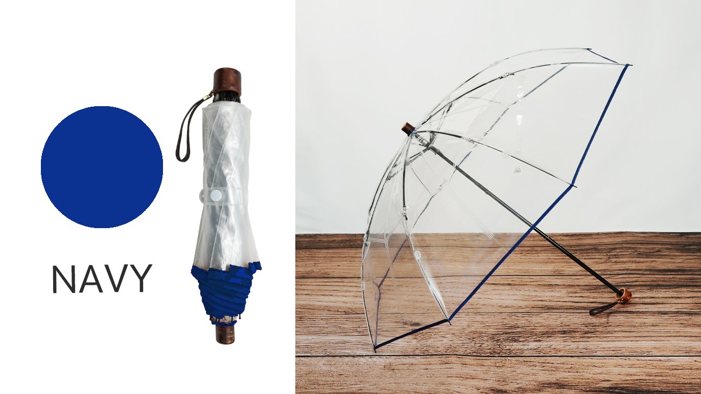 高級折りたたみ傘「ホワイトローズ」　ブルー 国内唯一のビニール傘工房が本気で作った折りたたみ高級ビニール傘