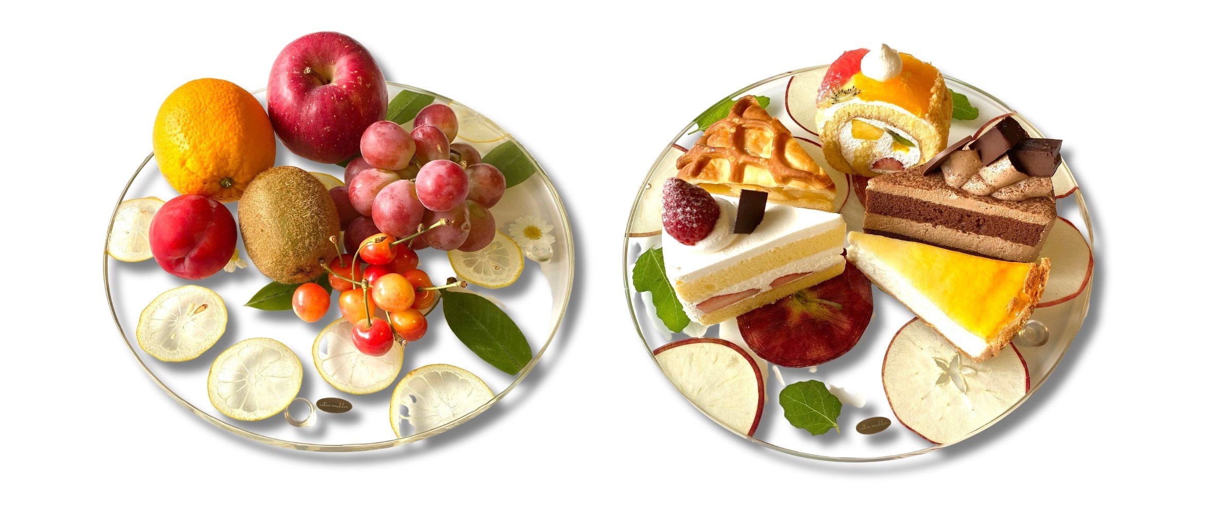 シルバープレート　ハンドフィニッシュ　フルーツスタンド（レース）フルーツ盛り皿 押しフルーツで彩るインテリア食器 ～astin muhlerのレジンプレート