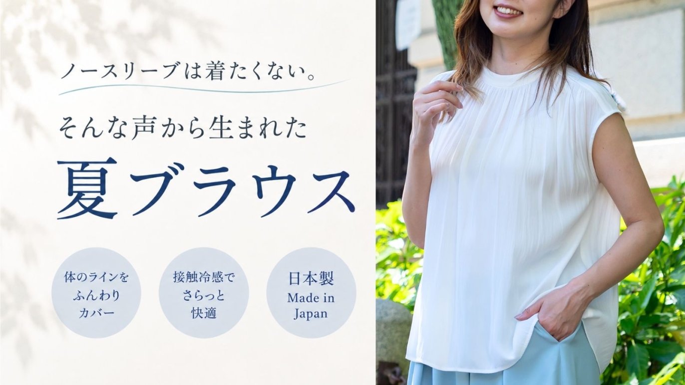 肩も二の腕も自然にカバー「ノースリーブは着たくない」そんな女性の 