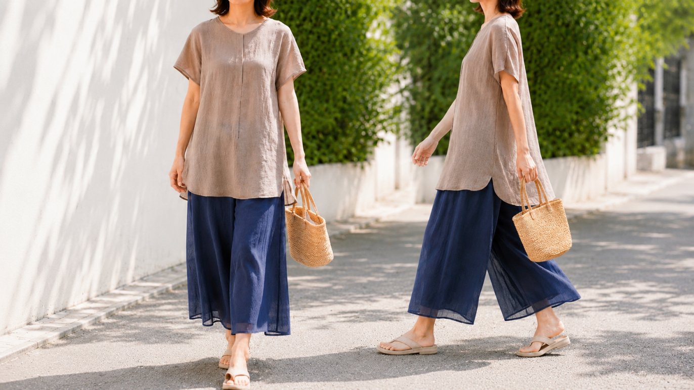 デニムの常識を覆す軽さ。風に舞う「シアー綿デニム」のフレアパンツ