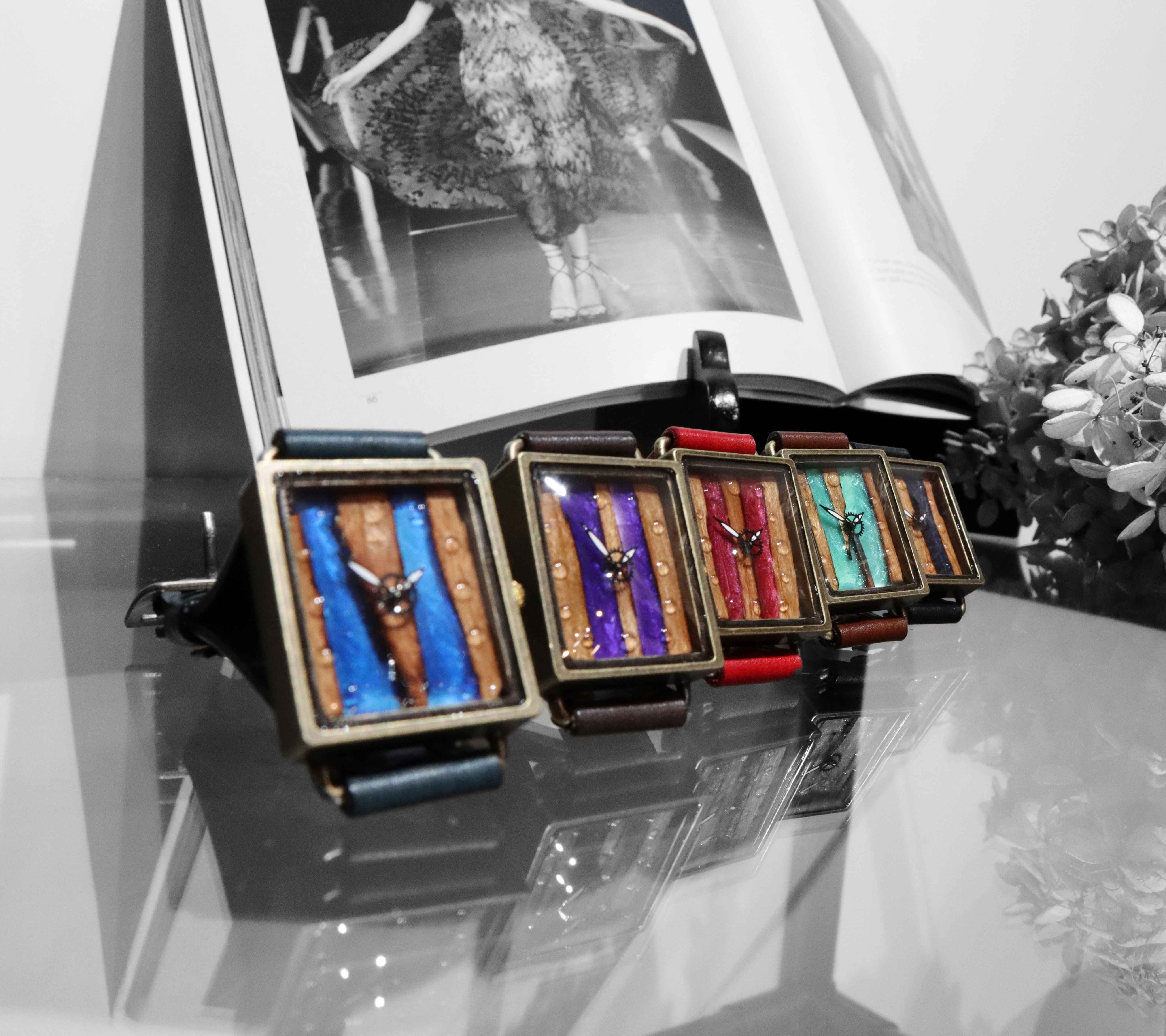 レジンアート　世界に一つだけの時計　刻印出来ます♪ 沖縄・石垣島】レジンアート手作り物販◇世界に一つの掛け時計（ブルー