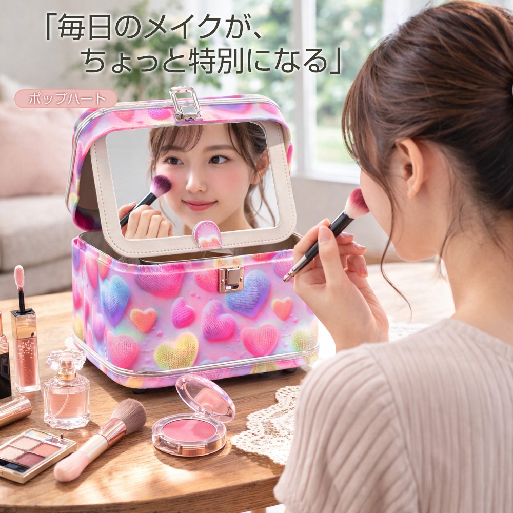 かわいい　ドレッサー　ちょうどいいサイズ おしゃれ メイク コスメ 持ち運べる、自分だけの小さなドレッサー。大人可愛いコスメボックス