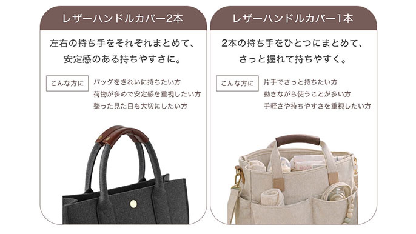重たいバッグをやさしく持てる レザーハンドルカバー｜選べるカラー 