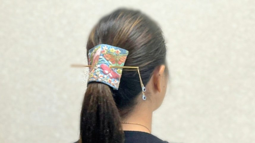 no.31 ハンドメイド　お花の刺繍リボンとフリンジのヘアアクセサリー✩.*˚ no.31 ハンドメイド お花の刺繍リボンとフリンジのヘア