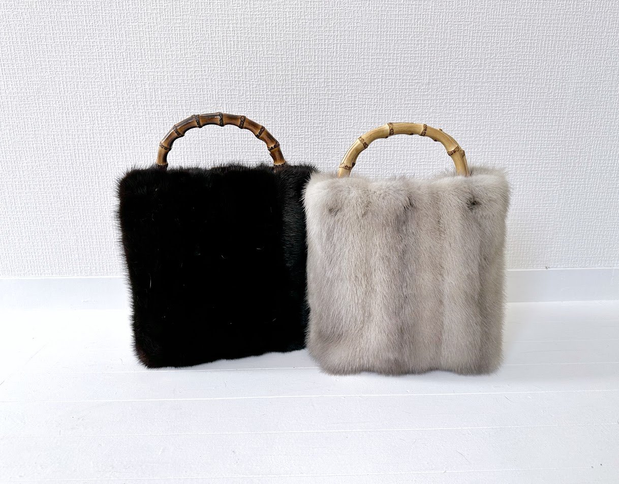 過去の過剰生産によって捨てられてしまうミンクの毛皮を癒しのバッグに