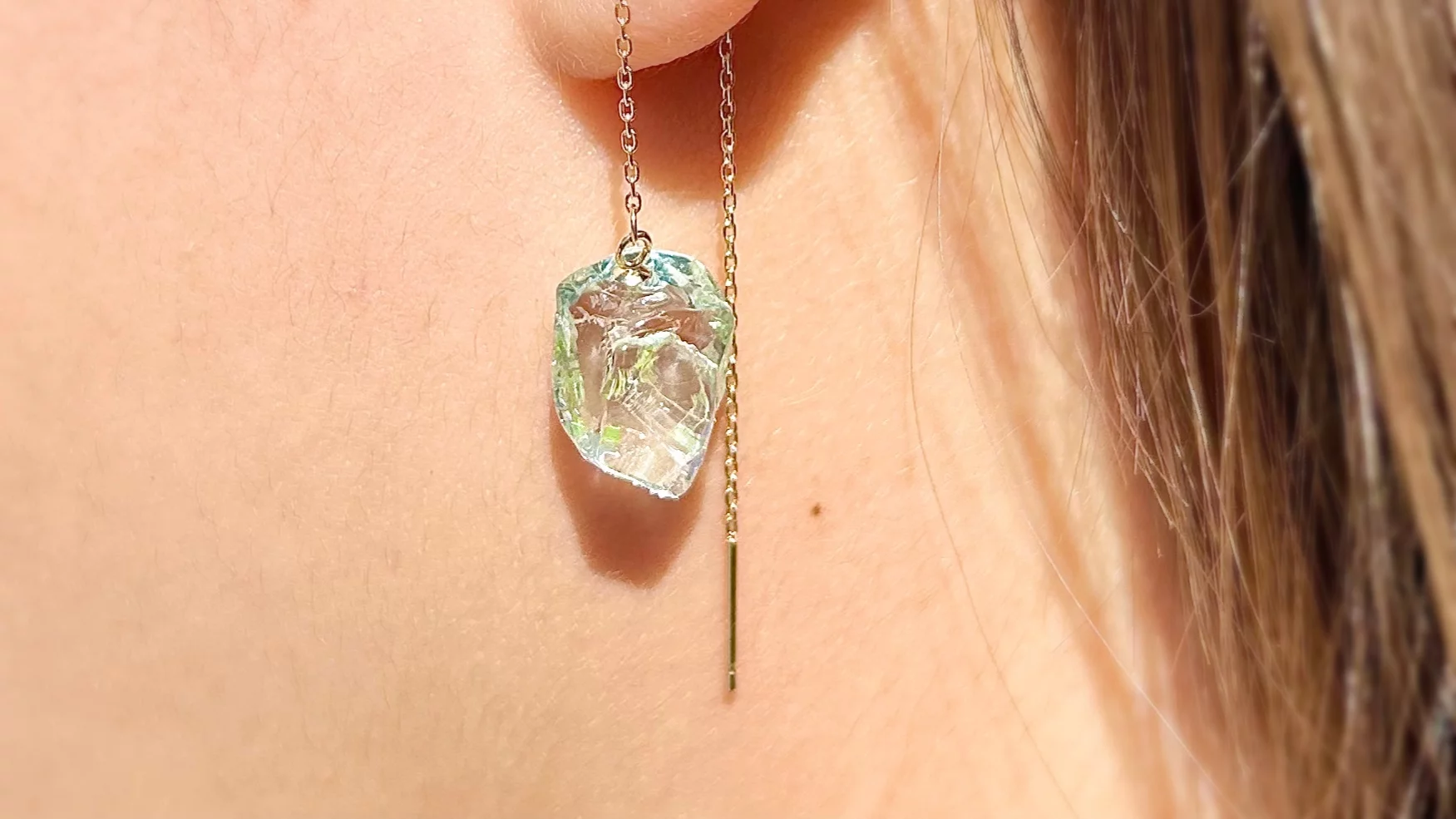 自然の美しさを纏う 原石チェーンピアス｜Creema SPRINGS